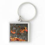 Fall Leaves in Waterfall I Autumn Photography Keychain