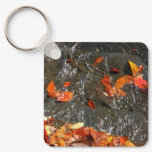 Fall Leaves in Waterfall I Autumn Photography Keychain