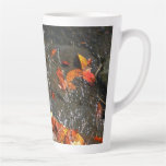 Fall Leaves in Waterfall I Autumn Photography Latte Mug