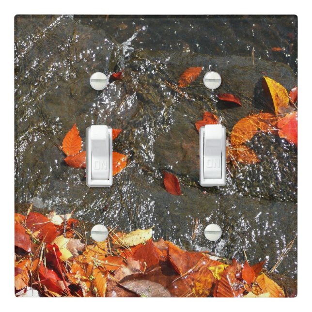 Fall Leaves in Waterfall I Autumn Photography Light Switch Cover (In Situ)