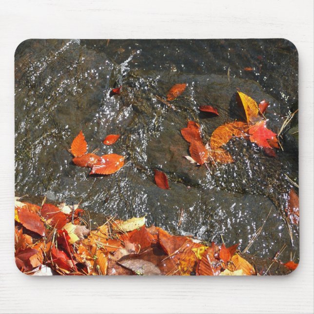 Fall Leaves in Waterfall I Autumn Photography Mouse Pad (Front)
