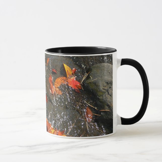 Fall Leaves in Waterfall I Autumn Photography Mug (Right)