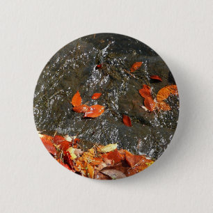Fall Leaves in Waterfall I Autumn Photography Pinback Button