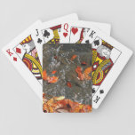 Fall Leaves in Waterfall I Autumn Photography Playing Cards