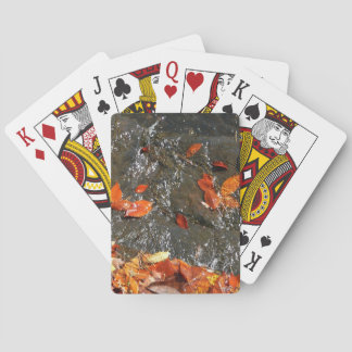 Fall Leaves in Waterfall I Autumn Photography Poker Cards