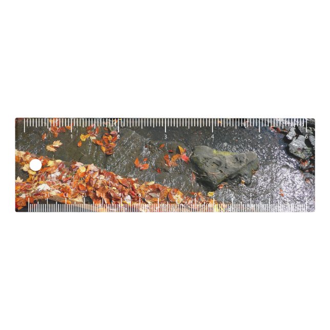 Fall Leaves in Waterfall I Autumn Photography Ruler (Front)