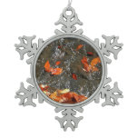 Fall Leaves in Waterfall I Autumn Photography Snowflake Pewter Christmas Ornament