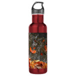 Fall Leaves in Waterfall I Autumn Photography Stainless Steel Water Bottle
