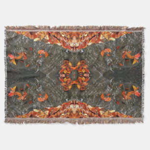 Fall Leaves in Waterfall I Autumn Photography Throw Blanket