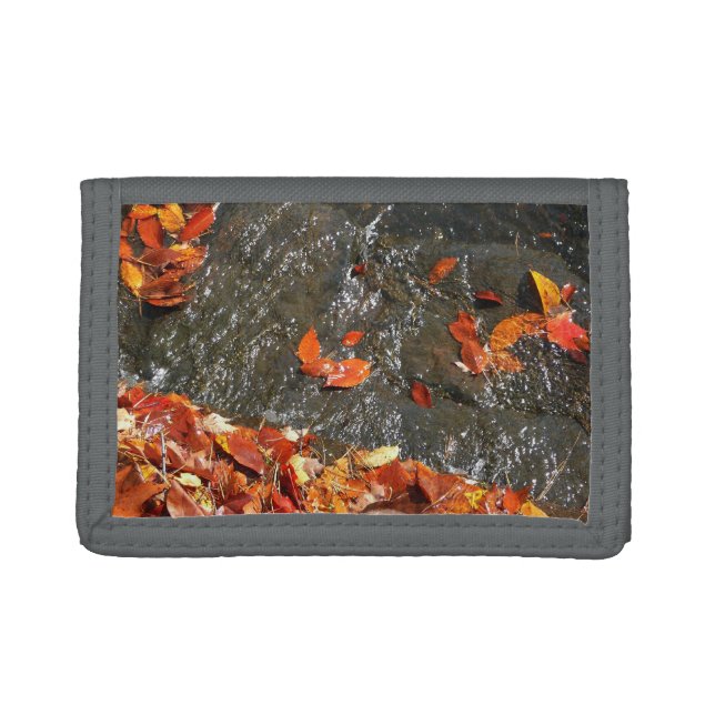 Fall Leaves in Waterfall I Autumn Photography Trifold Wallet (Front)