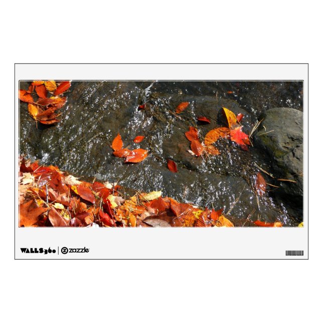 Fall Leaves in Waterfall I Autumn Photography Wall Decal (Front)