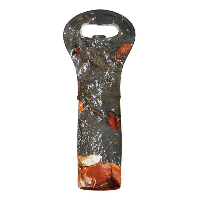 Fall Leaves in Waterfall I Autumn Photography Wine Bag (Front)