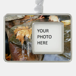 Fall Leaves in Waterfall II Autumn Photography Christmas Ornament