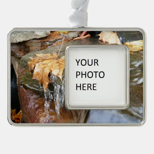 Fall Leaves in Waterfall II Autumn Photography Christmas Ornament (Front)