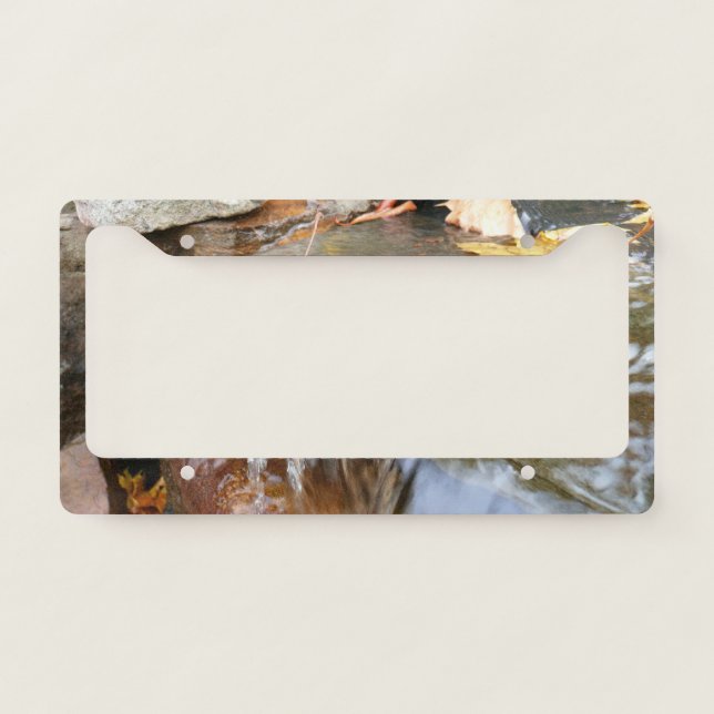 Fall Leaves in Waterfall II Autumn Photography License Plate Frame (Front)