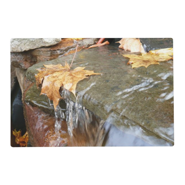 Fall Leaves in Waterfall II Autumn Photography Placemat (Front)