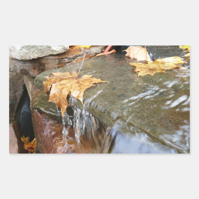 Fall Leaves in Waterfall II Autumn Photography Rectangular Sticker (Front)