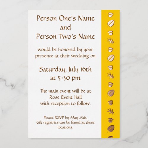 Fall Leaves in Yellow Foil Invitation
