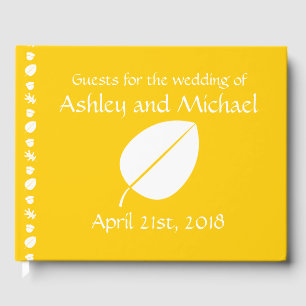 Fall Leaves in Yellow Guest Book