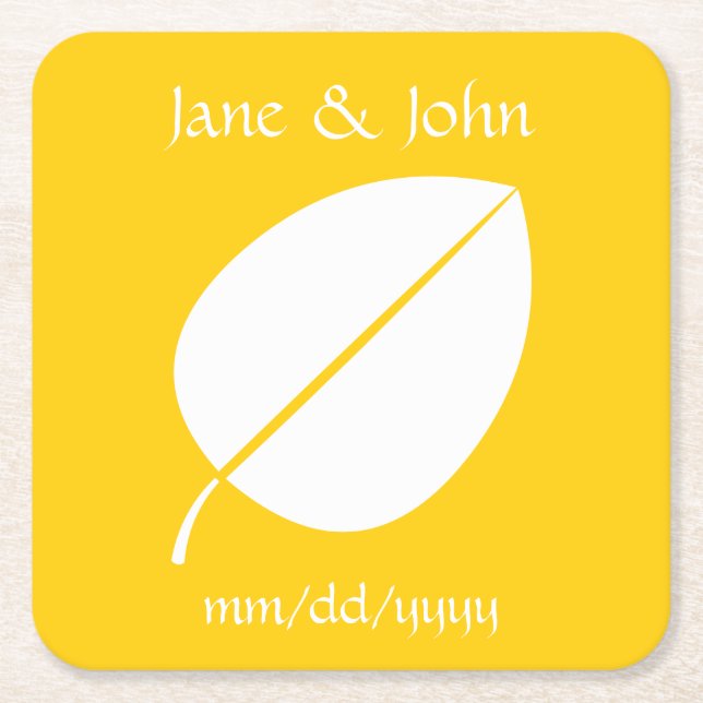 Fall Leaves in Yellow Paper Coaster (Front)