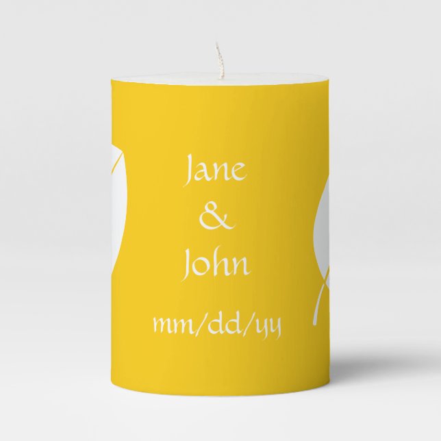 Fall Leaves in Yellow  Pillar Candle (Front)