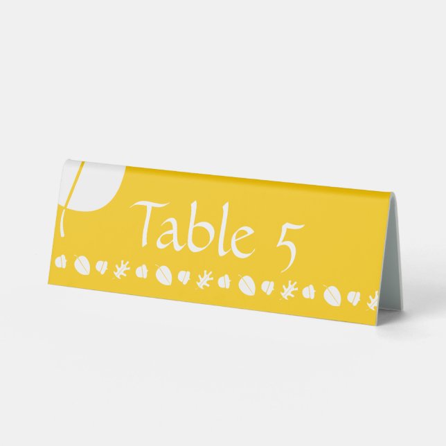 Fall Leaves in Yellow Table Tent Sign (Front)