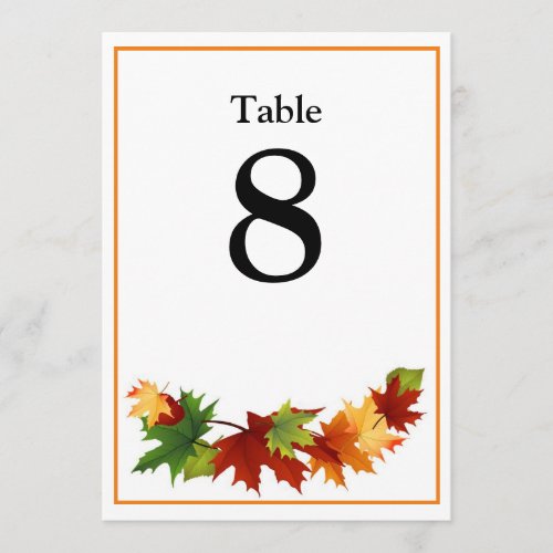 Fall Leaves Large Table Number Seating