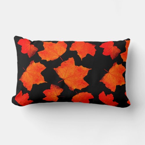 Fall Leaves Maple Tree Foliage Orange Black Custom Lumbar Pillow