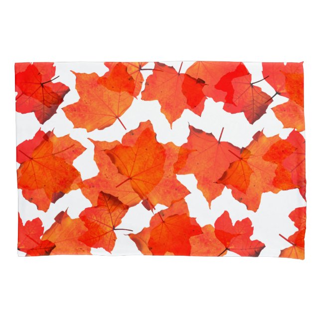 Fall Leaves Maple Tree Foliage Orange White Unique Pillow Case (Front)