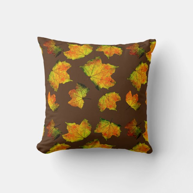 Fall Leaves Maple Tree Pattern Thanksgiving 2021 Throw Pillow (Front)