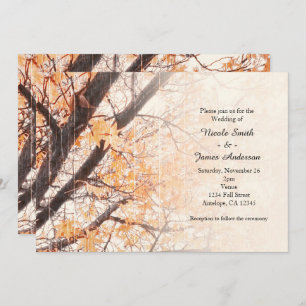 Fall Leaves Maple Tree Rustic Wedding Invitations