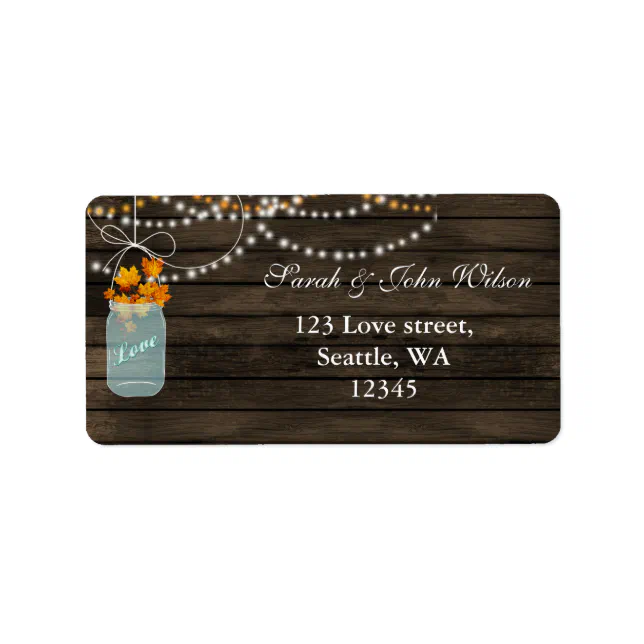 Fall Label Jar fall leaves mason jar address label | Zazzle