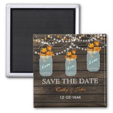 fall leaves mason jar save the Date Magnet