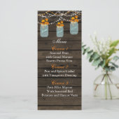 fall leaves mason jar wedding menu cards (Standing Front)
