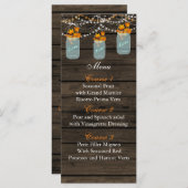 fall leaves mason jar wedding menu cards (Front/Back)