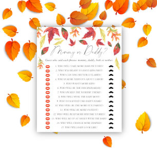 Fall leaves - mommy or daddy baby shower game