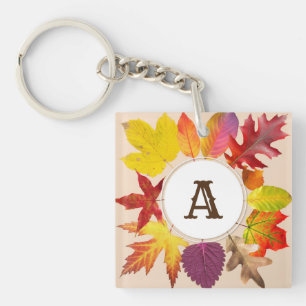 Fall leaves monogram keychain