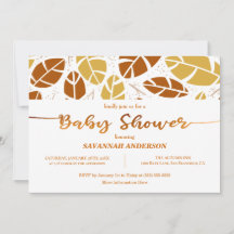 Fall Leaves Mustard Boho Baby Shower Invitation