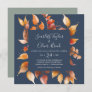 Fall Leaves | Navy Blue & Burgundy Square Wedding Invitation