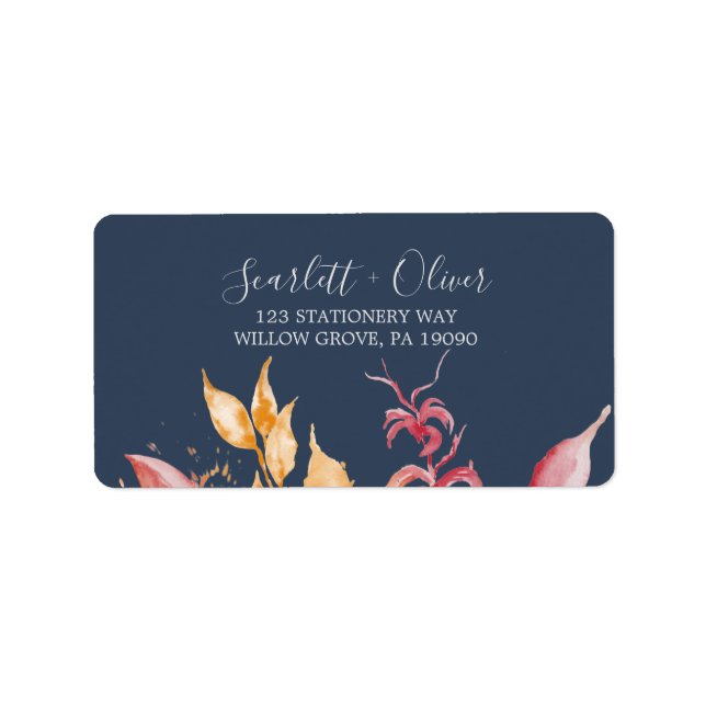 Fall Leaves | Navy Blue RSVP Address Labels (Front)