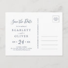 Fall Leaves | Navy Blue Save the Date Postcard