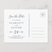 Fall Leaves | Navy Blue Save the Date Postcard (Back)