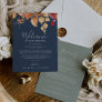 Fall Leaves Navy Wedding Welcome Letter Itinerary