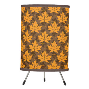 Fall leaves of maple in autumn colors pattern tripod lamp
