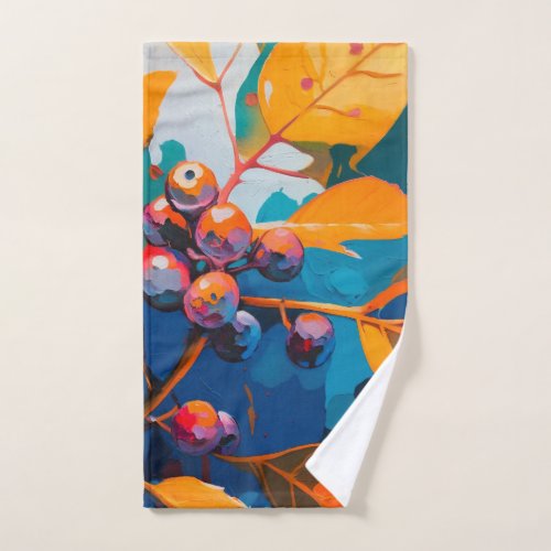 Fall leaves oil painted Abstract autumn foliage Hand Towel