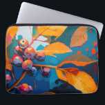 Fall leaves oil painted. Abstract autumn foliage Laptop Sleeve<br><div class="desc">Fall leaves and rowan berry laptop sleeve. Abstract modern autumn nature oil painted art in blue yellow orange colors.</div>
