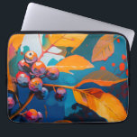 Fall leaves oil painted. Abstract autumn foliage Laptop Sleeve<br><div class="desc">Fall leaves and rowan berry laptop sleeve. Abstract modern autumn nature oil painted art in blue yellow orange colors.</div>