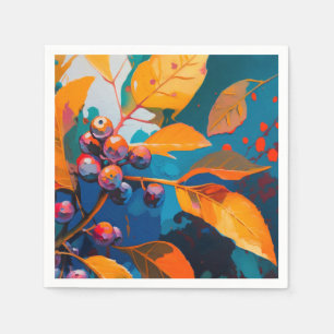 Fall leaves oil painted. Abstract autumn foliage Napkins