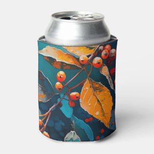 Fall leaves oil painted. Nature autumn foliage  Can Cooler