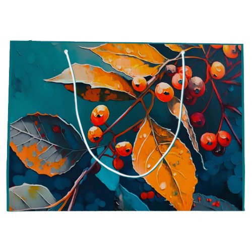 Fall leaves oil painted Nature autumn foliage Large Gift Bag